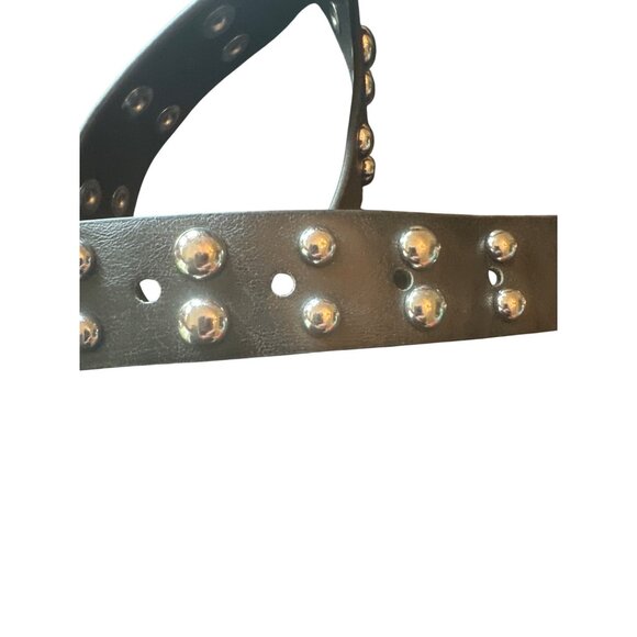 Michael Kors Black Studded Belt Size M Goth Vegan Moto Biker Streetwear Rocker - Picture 3 of 3